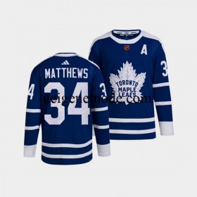 Herren Toronto Maple Leafs Eishockey Trikot Auston Matthews 34 Adidas 2022 Reverse Retro Blau Authentic